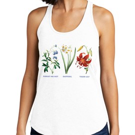 Subtle FDT Flowers Tank Top Fitted Racerback Women's X-Large White