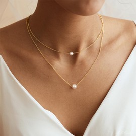 Ritach Pearl Necklaces for Women Girls - Gold Necklace Stack Layered Necklaces for Womens Pearl Necklaces for Women Mom Gifts for Bridesmaid Weeding Gifts