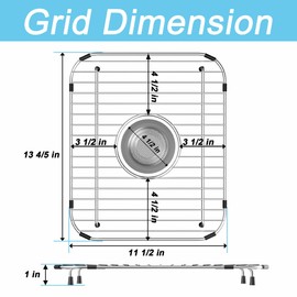 Alonsoo Sink Racks,Sink Protectors for Kitchen Sink,Stainless Steel Sink Grid for Bottom of Sink 11.5"W x 13.8"L,Metal Sink Grate with Strainer,Centered Drain for Double Bowl with Corner Radius,2 pack