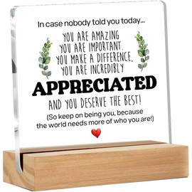 Hiagkmet Inspirational Gift Ideas, Thank You Gifts for Women Men Friends, Appreciation Gifts for Coworker,Motivational Quote Clear Desk Sign Decor Home Office Desk Decor