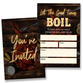 YLKJSTYS Crawfish Party Invitations Crawfish Boil Party Supplies Family Birthday or Any Celebration Invites (20 Cards with Envelopes) Double Sided Design