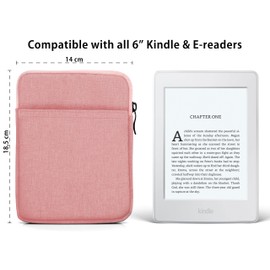 MyGadget Nylon Sleeve for Tablet up to 6 Inch - Padded Bag for 12,5 x 17 cm - e.g. Kindle Paperwhite - Travel Pouch in Pink
