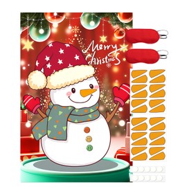 xiheer Pin The Nose on The Snowman, Christmas Games for Family Party Decorations with 24 pcs Nose Stickers and Blindfold for Kids and Adults