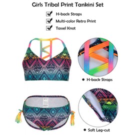 iDrawl Girls' Bikini Set Tankini UPF 50+ UV Protective Suit, 6–14 Years, green