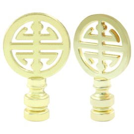 Zorveiio 2 Pcs Asian Oriental Lamp Finials, Solid Metal Screw Cap Knob, Lucky Happiness Symbol Decoration for Table, Floor Lamp Shades(Brass)