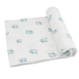 LNQ LUNIQI 47 Inches Kids Baby Wrap Muslin Swaddle Blankets Gauze Cotton Swaddling Blankets for Boys and Girls, Large Soft Breathable Receiving Blanket New Born for Baby (Elephant)