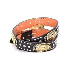 West Star Concho Genuine Leather Belt Mens Women Western Cowboy Leather Belt-Star Black Clear XL