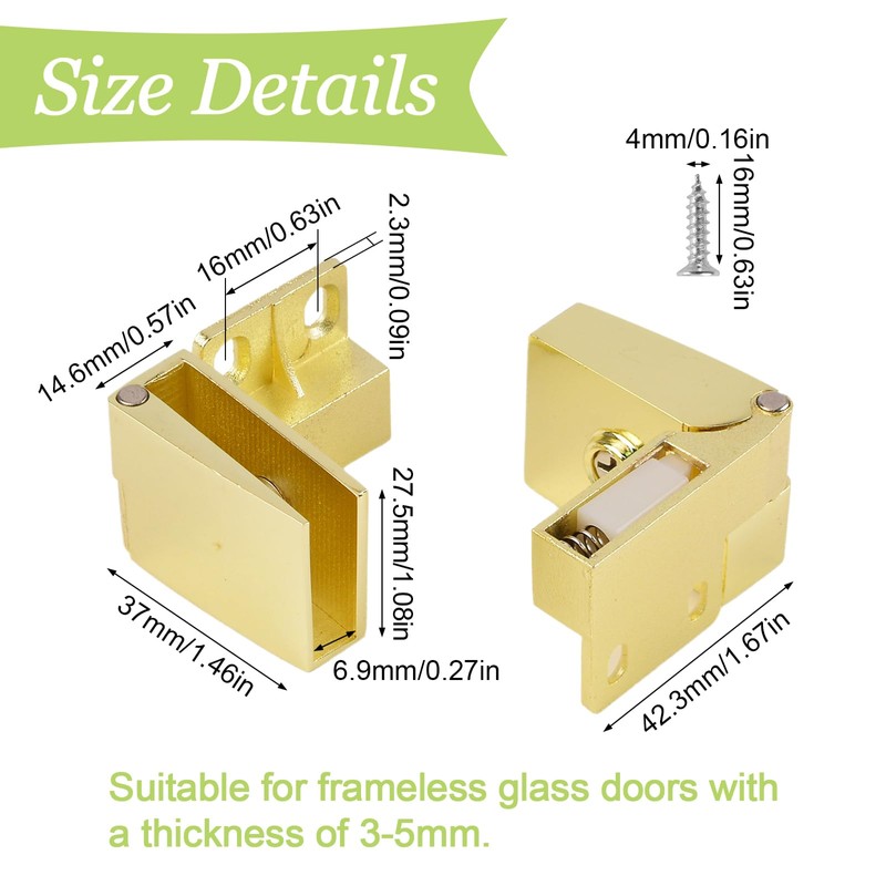 UFURMATE Glass Door Hinge, 2Pcs Zinc Alloy Frameless Glass Door