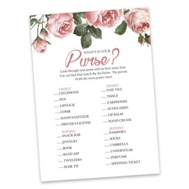 Inkdotpot 50-PackáFloraláWhats in Your Purse Bridal ShoweráGameáWedding Shower Bachelorette Party Bulk ActivityáGameáCards
