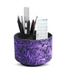 QIELIZI Round Leather Art Supply Organizer,Remote Control Holder,360 Degree Rotating,Multi-Functional