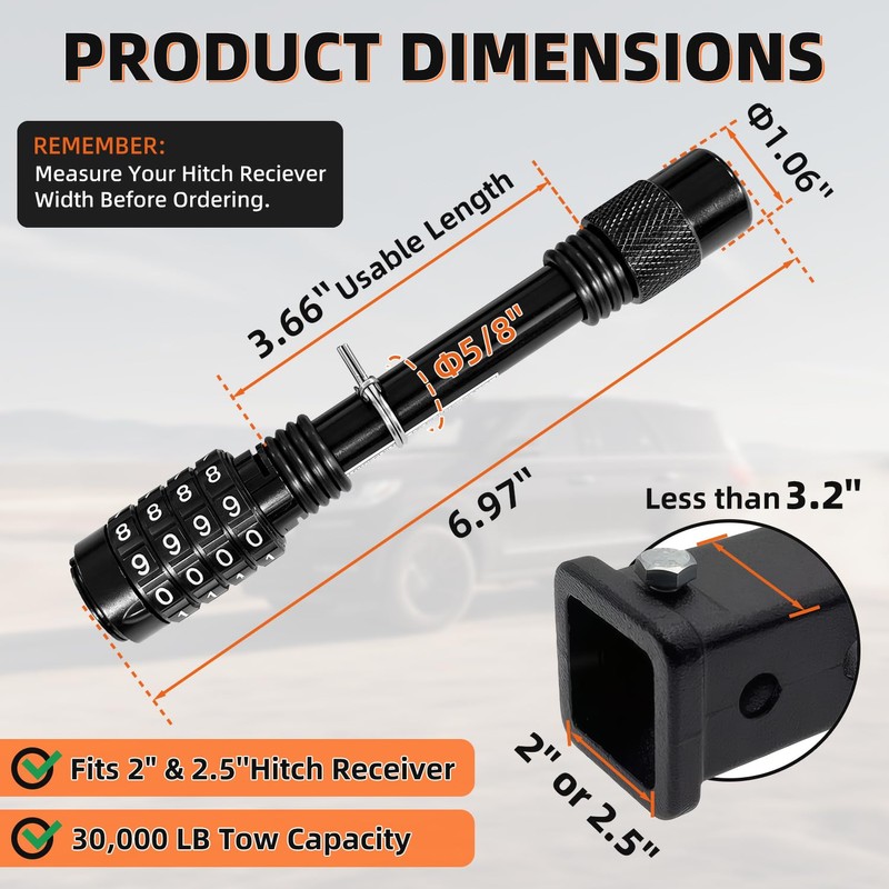 LogicTwist Combination Lock Trailer Hitch Pin for Truck RV Boat,
