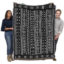 Pure Country Weavers Mud Cloth Blanket - African Style - African Cultural Gift Tapestry Throw Woven from Cotton - Made in The USA (72x54)