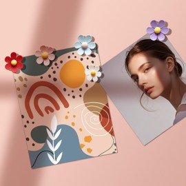 Pack of 14 Fridge Magnets, 3D Flowers, Cute Fridge Magnets Set, Colourful Strong Fridge Magnets for Fridge Magnetic Board Whiteboard Kitchen Office Decoration