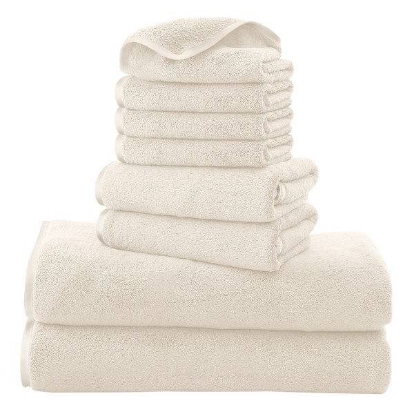 Cosy Family Microfiber 8-Piece Towel Set, 2 Bath Towels, 2