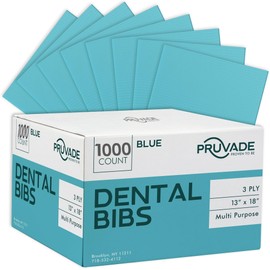 Pruvade Dental Bibs - 1000 Pack Adult Disposable Bibs 3-Ply for Dentist, Eating, Tattooing - 13" x 18" Waterproof Medical Sheets for Piercing, Tattoo Table Station, Nail Techs, Patient Hygiene - Blue