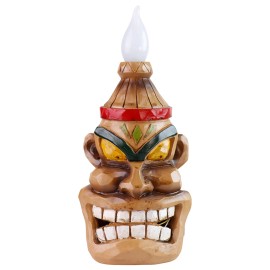 Solar-Powered Tiki Head Garden Light with Smiling Face, Outdoor Waterproof Polynesian Decor with Warm LED Glow for Patio or YardColor: As picture, Size: One Size