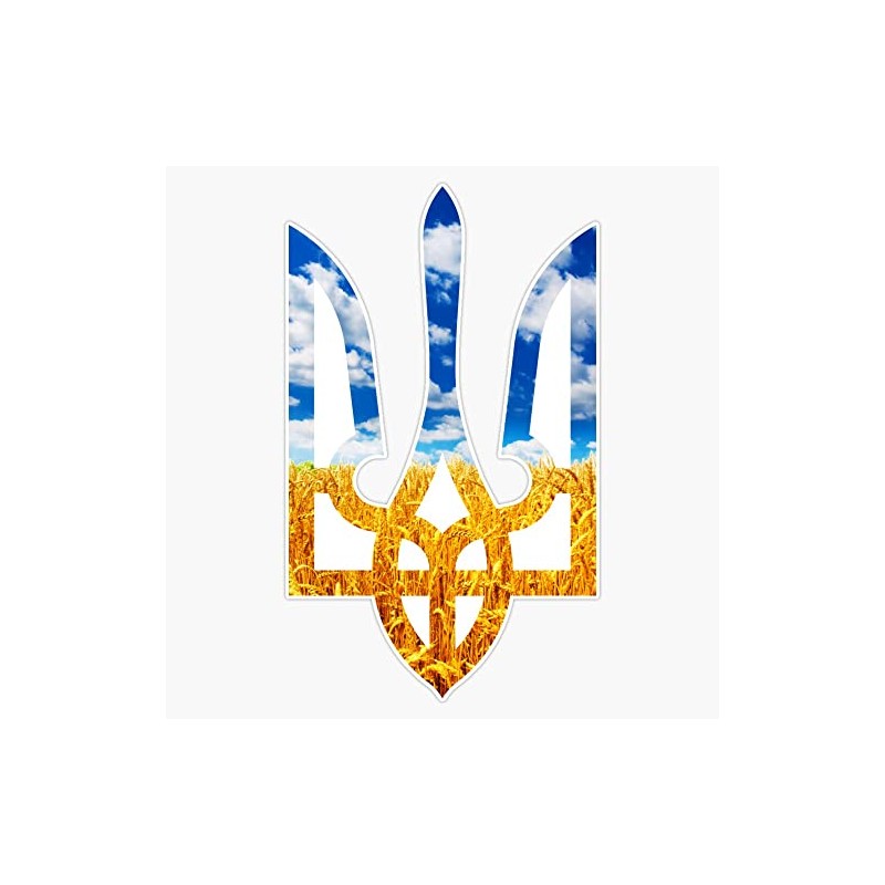 Magnet Ukrainian trizub with Wheat on The Background Magnetic Sticker