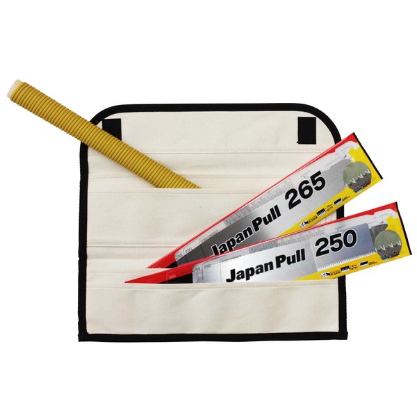 TAJIMA Pull-Stroke Saw Set - 16 TPI & 19 TPI Japanese Flush Cut Hand Saw Kit with Quick-Release Blade & Tri-Fold Canvas Carry Case - JPR-SET