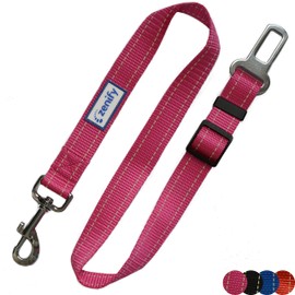 Zenify Dog Car Seat Belt Seatbelt Lead Puppy Harness - Heavy Duty Adjustable Carseat Clip Buckle Leash for Dogs Puppies Pets Travel - Pet Safe Collar Accessories Supplies Truck Safety Covers (Pink)