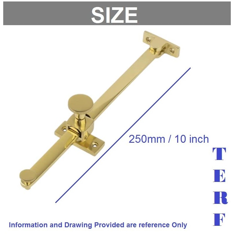 TERF® 250mm Heavy Duty Polished Brass Adjustable Sliding Screw Down