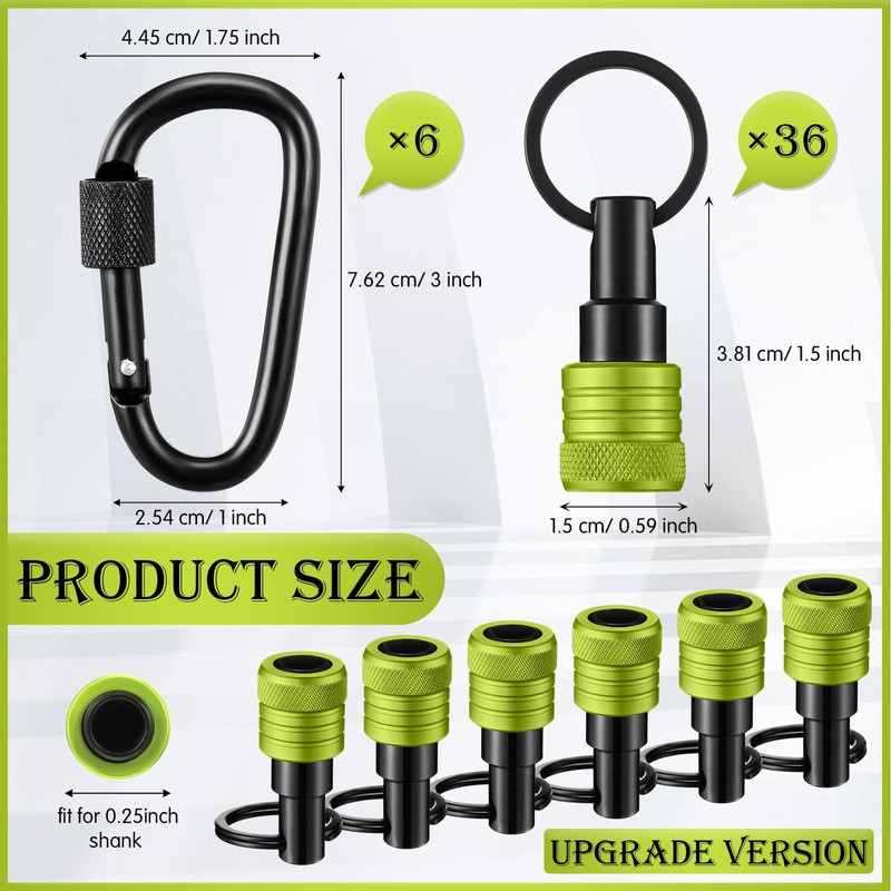 36 Pcs Upgraded Bit Holder Key Chain 1/4 Inch Bit