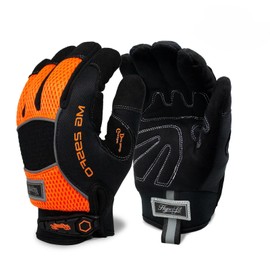 Glove Station Winter Work Gloves for Men and Women - Freezer Gloves for Construction, Thermal Mechanic Gloves, Suede Leather Gloves for Men, Heavy Duty Gloves for Gardening, Orange, Small
