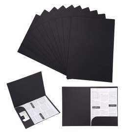 10Pcs A4 Kraft Paper Black File Folder Business Report Presentation Holder Portfolio Foolscap Document Wallet Display Book Project Folder Square Cut File Holder Paperwork Organizer for Office School