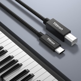 Tittron 1.5m USB-C to Type-B MIDI Interface Cable for MIDI Keyboards/Controllers - MIDI-CB200, Metal