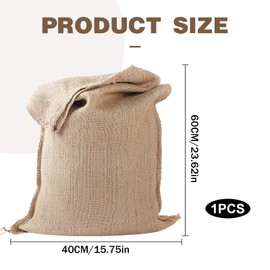 1 Pack Large Hessian Potato Sack, Natural Hessian Large Jute Sacks (40 X 60cm), Reusable Woven Sand Storage, Open-Top Burlap Sack for Potatoes, Coffee Beans, Vegetables, Kitchen Storage Bags