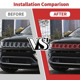 7PCS Front Grill Inserts Grille Cover Trim Exterior Accessories for Jeep Compass 2021+ (Red)