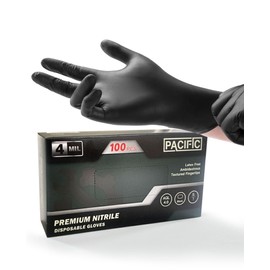PACIFIC PPE 4 mil Black Nitrile Disposable Gloves, Food-Safe, Latex-Free, Cleaning, Cooking Gloves, Small