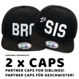 JOHNNY CHICOS Sorry I'm Fresh Cute Children's Cap Snapback 49-56 cm Head Circumference, Black:BRO+Lil-SIS