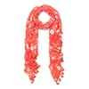 TrendsBlue Premium Viscose Elegant Lace Floral Scarf, Coral