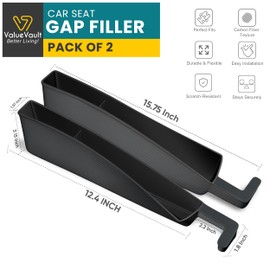 2Pcs Car Seat Gap Filler Organizer, Universal Gap Blocker for Car, SUVs & Trucks, Blocker between seats to Prevent Essential Items from Falling, Storage Organizer with Secure Fit & Seamless Design