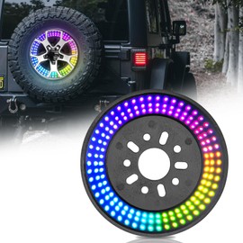 Riasdy RGB Spare Tire Light Third Brake Light LED Wheel Light Compatible with Jeep Wrangler Accessories 2007-2018JK/JKU & 2018+ JL/JLU