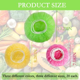 Elastic Food Bowl Covers Reusable - Stretch Plastic Wrap Bowl Storage Covers, 60PCS Colorful Plastic Kitchen Storage Lids Elastic Alternative to Foil for Family Outdoor Picnic (3 Size)