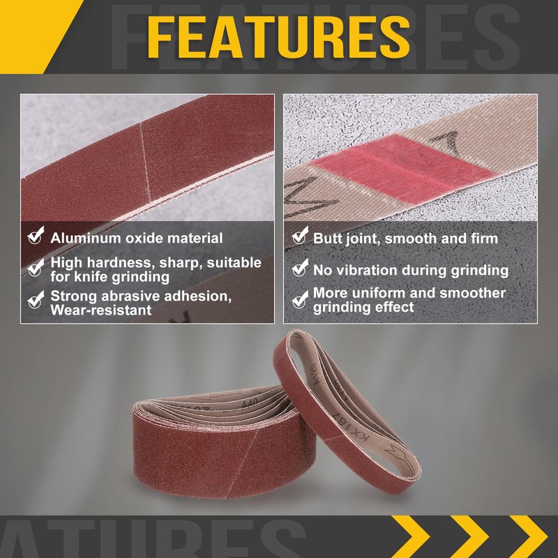 CoCud 1-1/8 x 21 Inch Sanding Belt, 15 Pcs 80