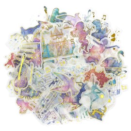 allydrew Decorative Scrapbooking Washi Stickers, DIY Crafts for Stationery, Diary, Card Making (60 pcs), Gold Foil 4 (Music Magic)