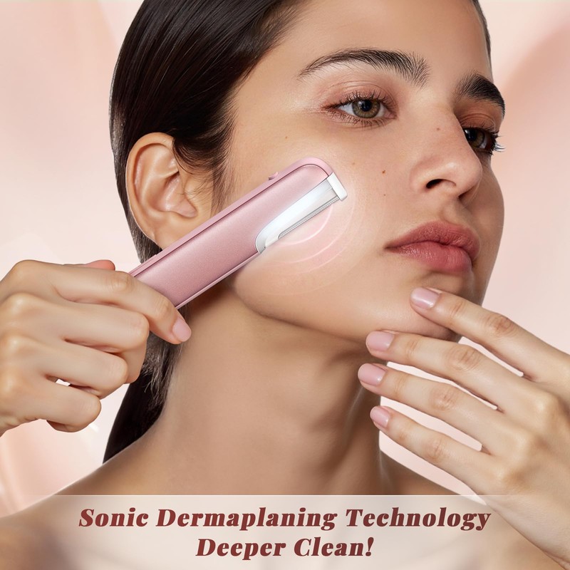 Dermaplaning Tool for Women Pink - Facial Exfoliation & Peach