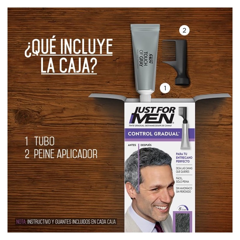 Just For Men Tinte Control Gradual, Gel para Hombre, Negro