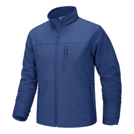TACVASEN Softshell Jackets for Men Fleece Lined Stand Collar Water Resistant Coat, Royal Blue, M