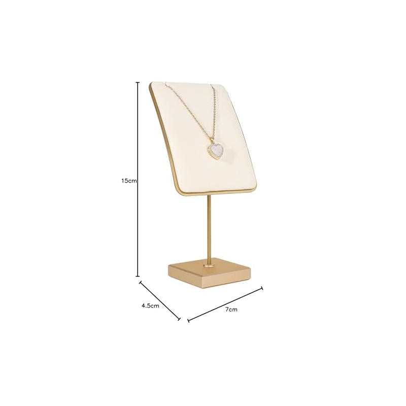 Soporte de joyería beige, soporte de collar dorado para la