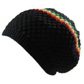 RW Men's Cotton Rasta Beanie (Black/Rasta)