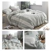 BISELINA 100% Washed Cotton Striped Duvet Cover Set 3pcs Bowknot