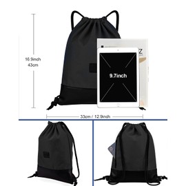 Livacasa Gym Bag With Zip And Inner Pocket, Sports Bag, Hipster Gym Bag, Lined Backpack With Adjustable Drawstring, Gym Bag For Men And Women, black