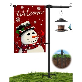 KBLOONG Garden Flag Holder Stand with Shepherds Hooks, 51 Inch Extra Thick Weather-Proof Powder-Coated Yard Flag Holder with 4 Prong Base, Heavy Duty 3/4 inch Aluminum Stand, Suitable for 12x18 Flag