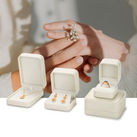 Woodten PU Small Jewelry Gift Box for Earrings White Leather Jewelry Earrings Box Gift(White)
