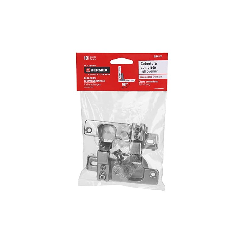 Hermex BIDI-FF, Bisagras bidimensional, brazo corto, bolsa 2 piezas