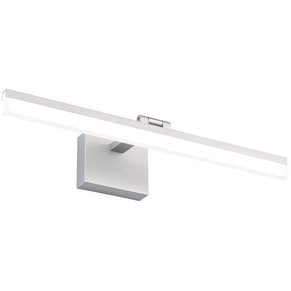 SOLFART Modern Dimmable LED Rotatable Vanity Light Fixtures Silver Aluminum for Bathroom Wall Light 5500K White Light