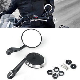 RUNNING PANTHER Motorcycle Handlebar Bar End Mirrors, CNC Aluminum 360 Degrees Adjustment Rearview Mirror Fit for Triumph Rocket 3/Street Triple 765RS/Bobber T120/Daytona 660 (Round Bar End Mirror)